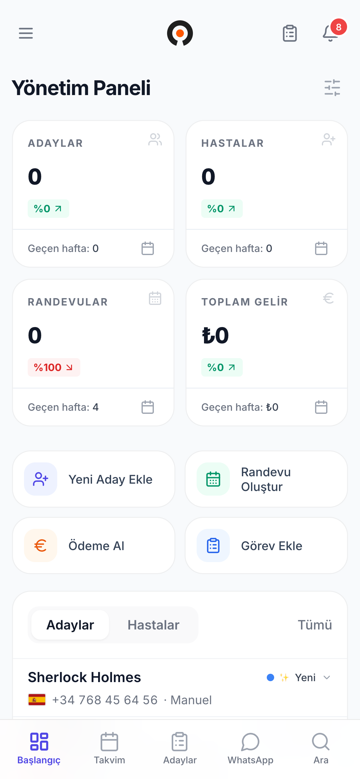 Netrobit CRM Mobil Uygulama Arayüzü