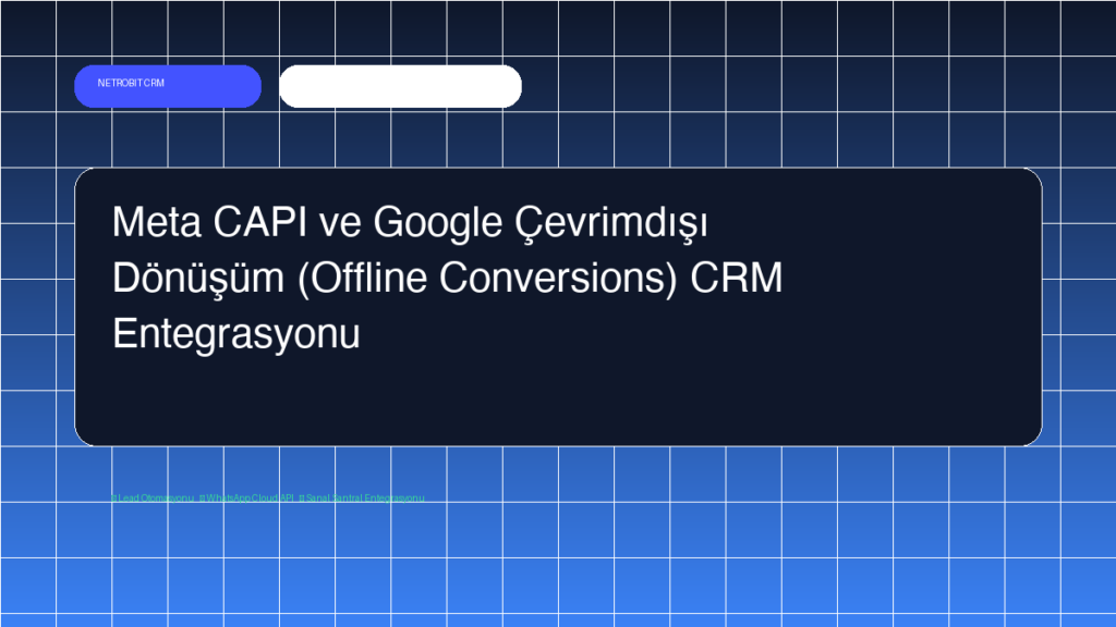 Meta CAPI ve Google Çevrimdışı Dönüşüm (Offline Conversions) CRM Entegrasyonu - Netrobit CRM
